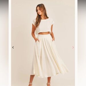 Anthropologie Linen Skirt & Crop top Set